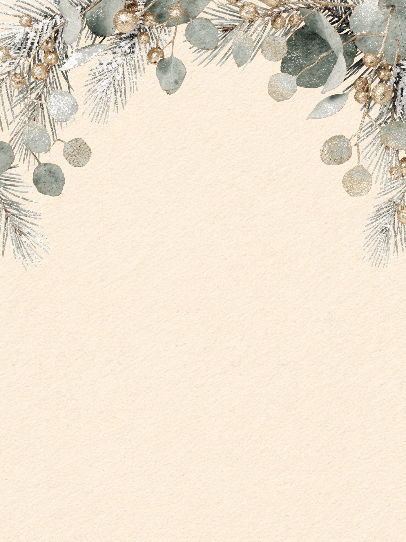 Christmas — Cream Eucalyptus — a free neutral christmas invitation template on InviteDrop