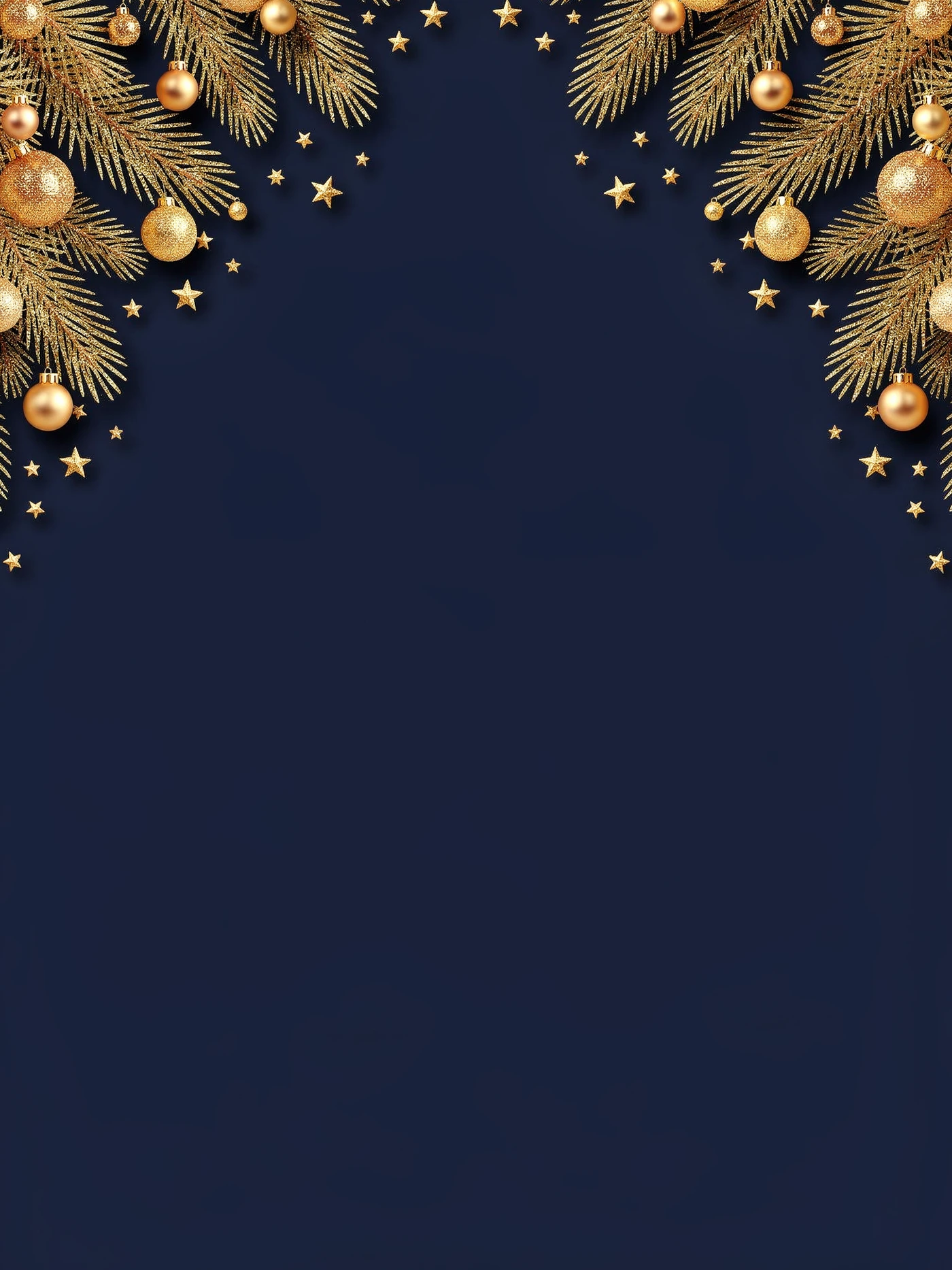 Christmas — Navy Gold Pine — a free neutral christmas invitation template on InviteDrop