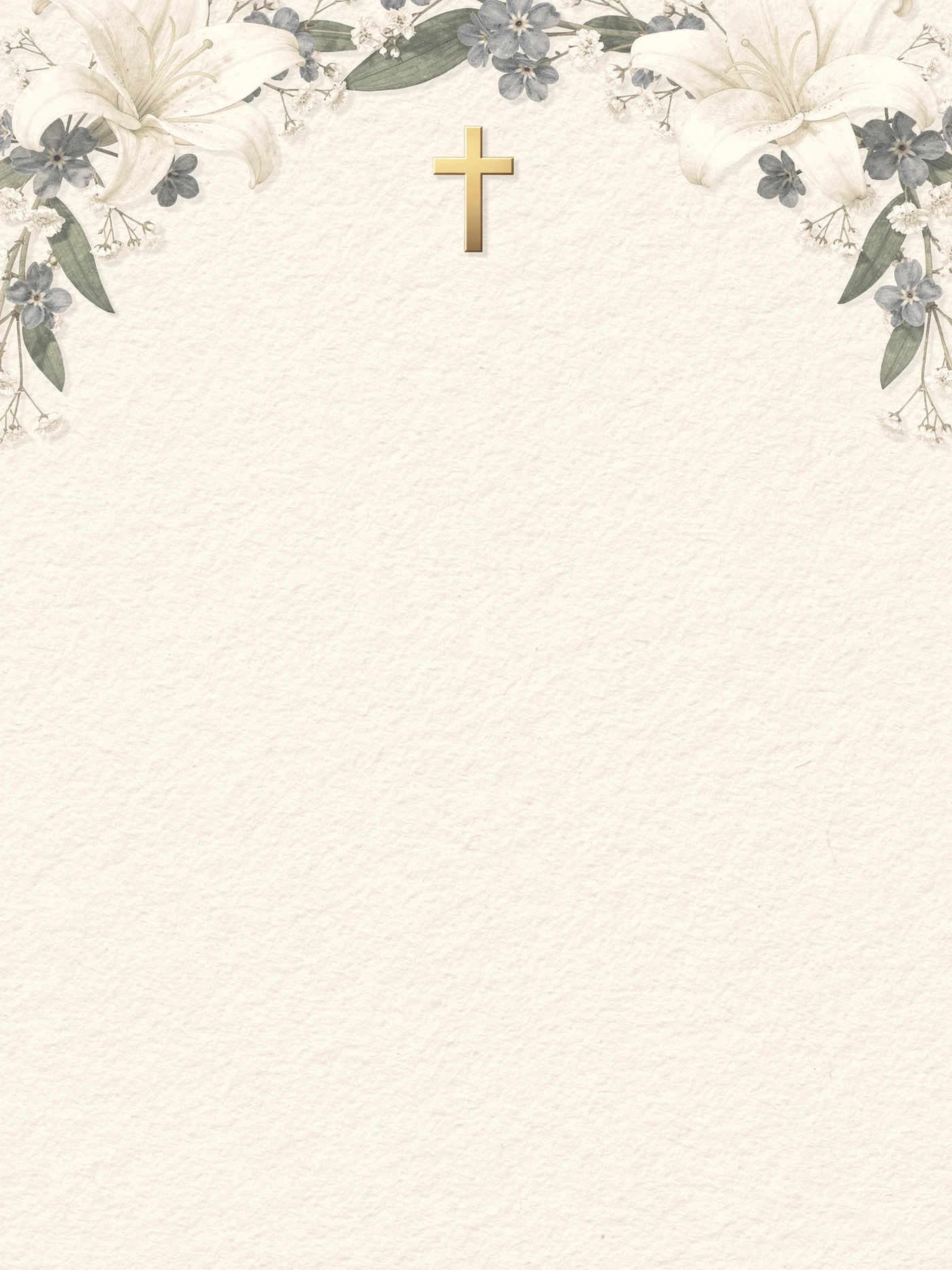 First Communion — Floral Blue invitation template