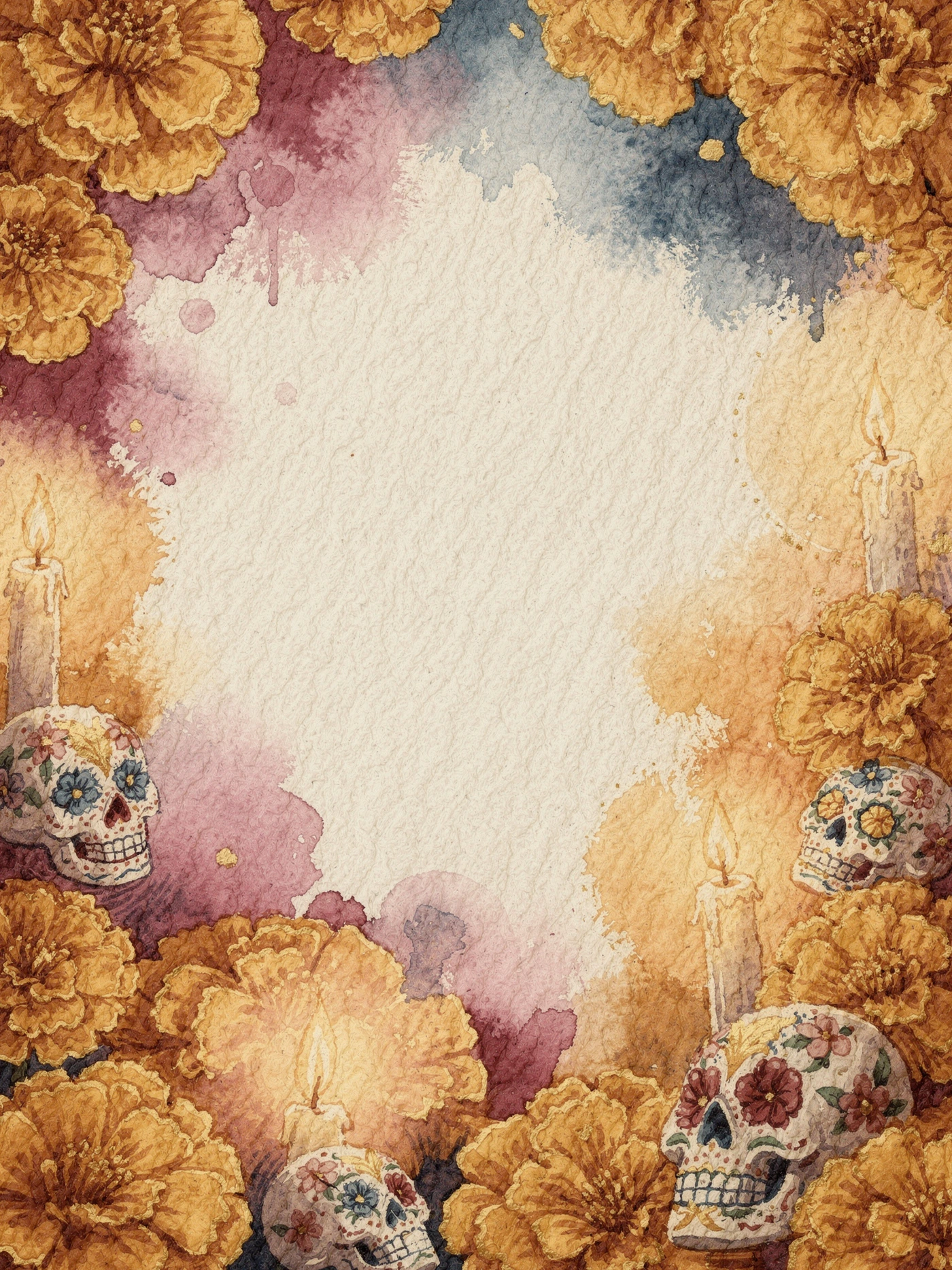 Feliz Dia de Muertos — 03 Watercolor day of the dead invitation template