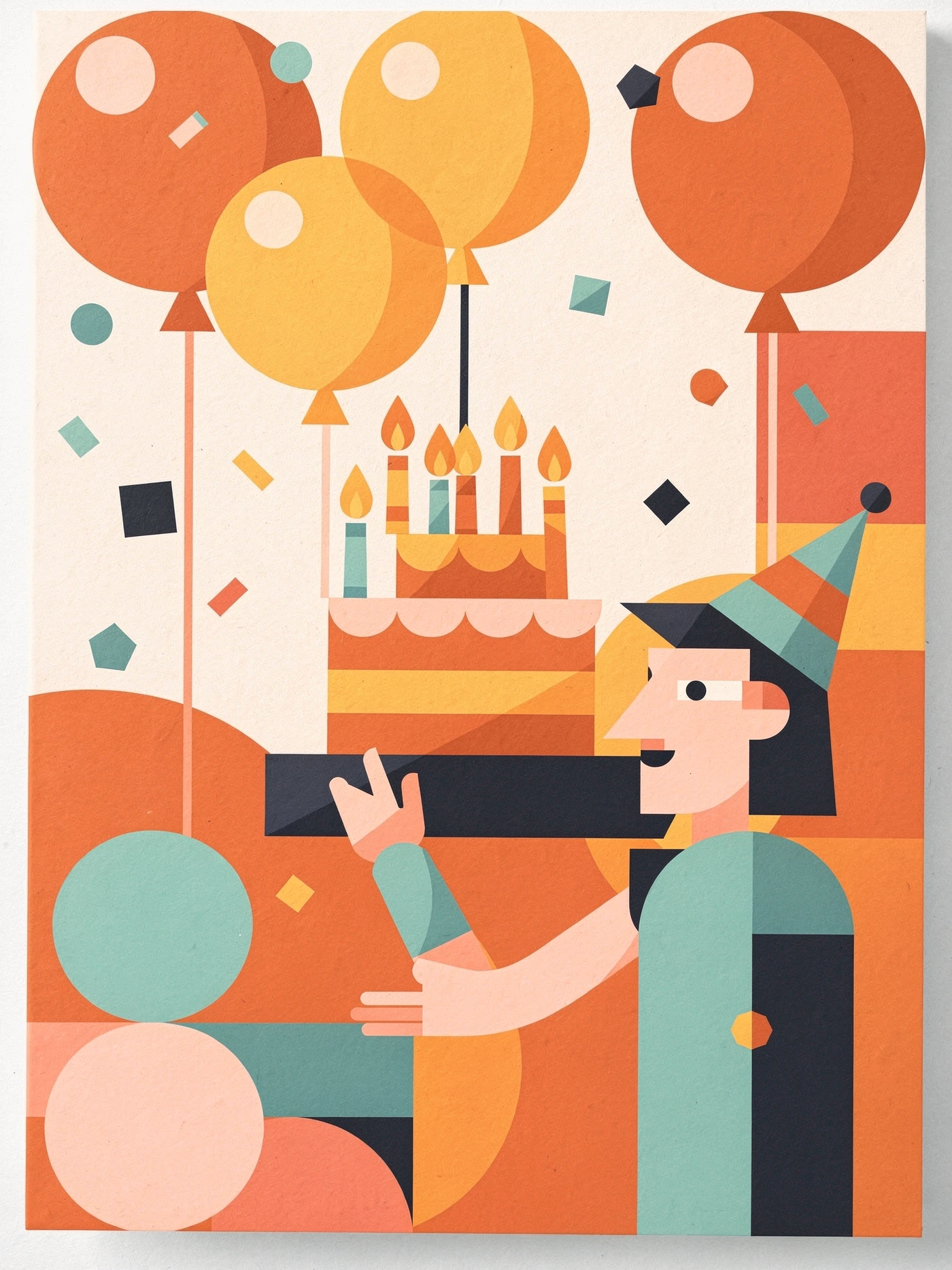 Birthday — Geo 46 — a free orange birthday invitation template on InviteDrop