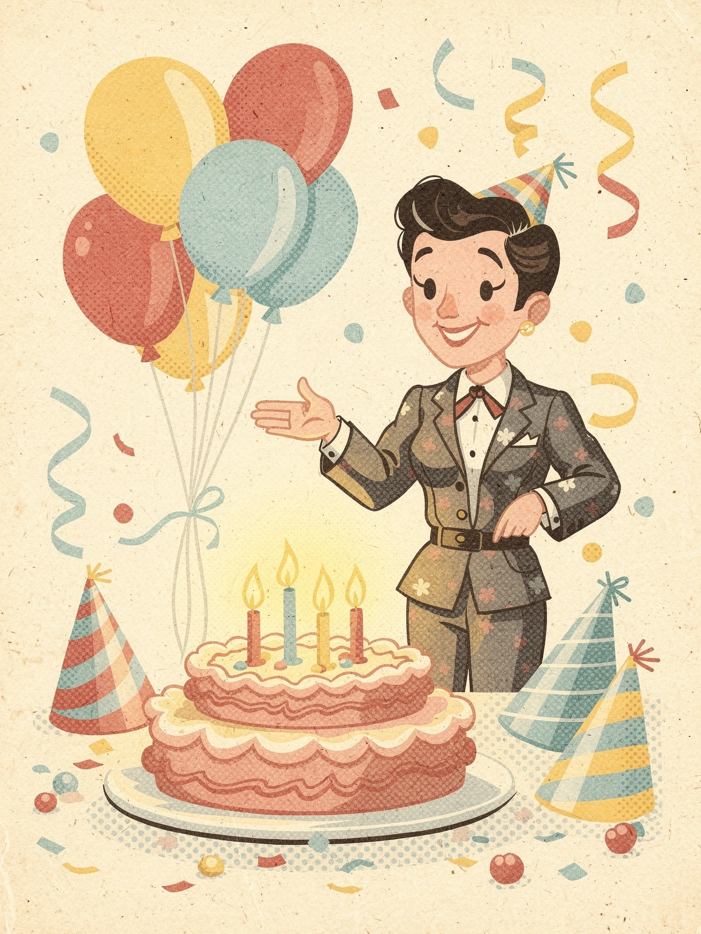 Birthday — Retro50s 04 — a free orange birthday invitation template on InviteDrop