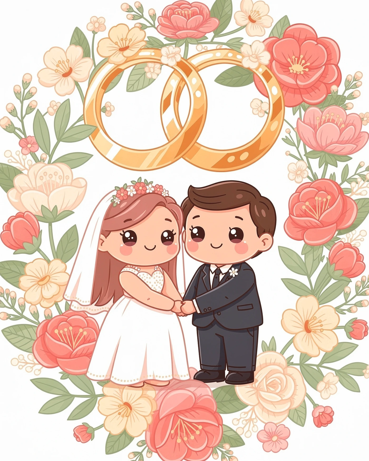 Congratulations — Kawaii 19 — a free orange wedding invitation template on InviteDrop