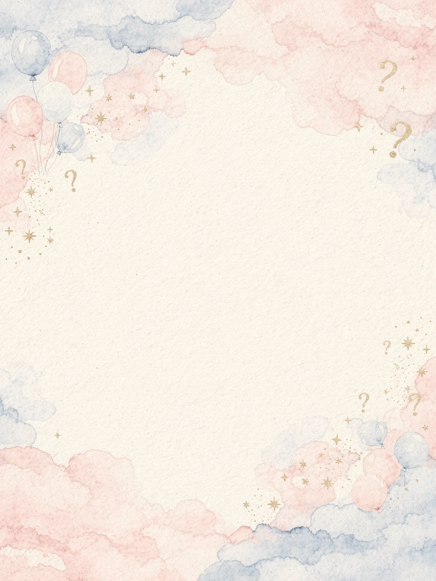 Gender Reveal — Watercolor Clouds gender reveal invitation template