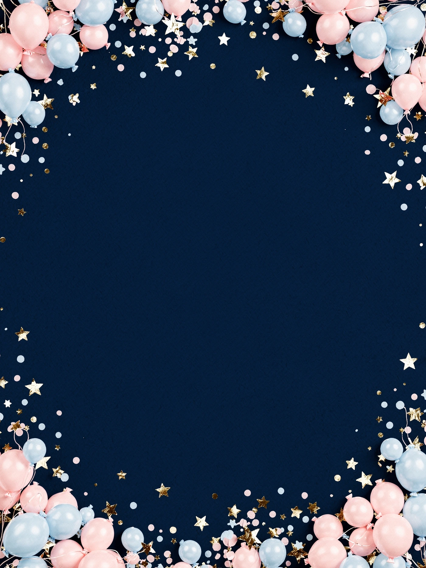 Gender Reveal — Confetti Navy gender reveal invitation template