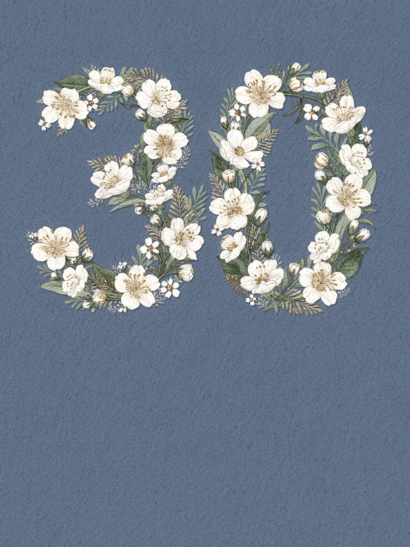 30th — Wildflower — a free blue birthday invitation template on InviteDrop