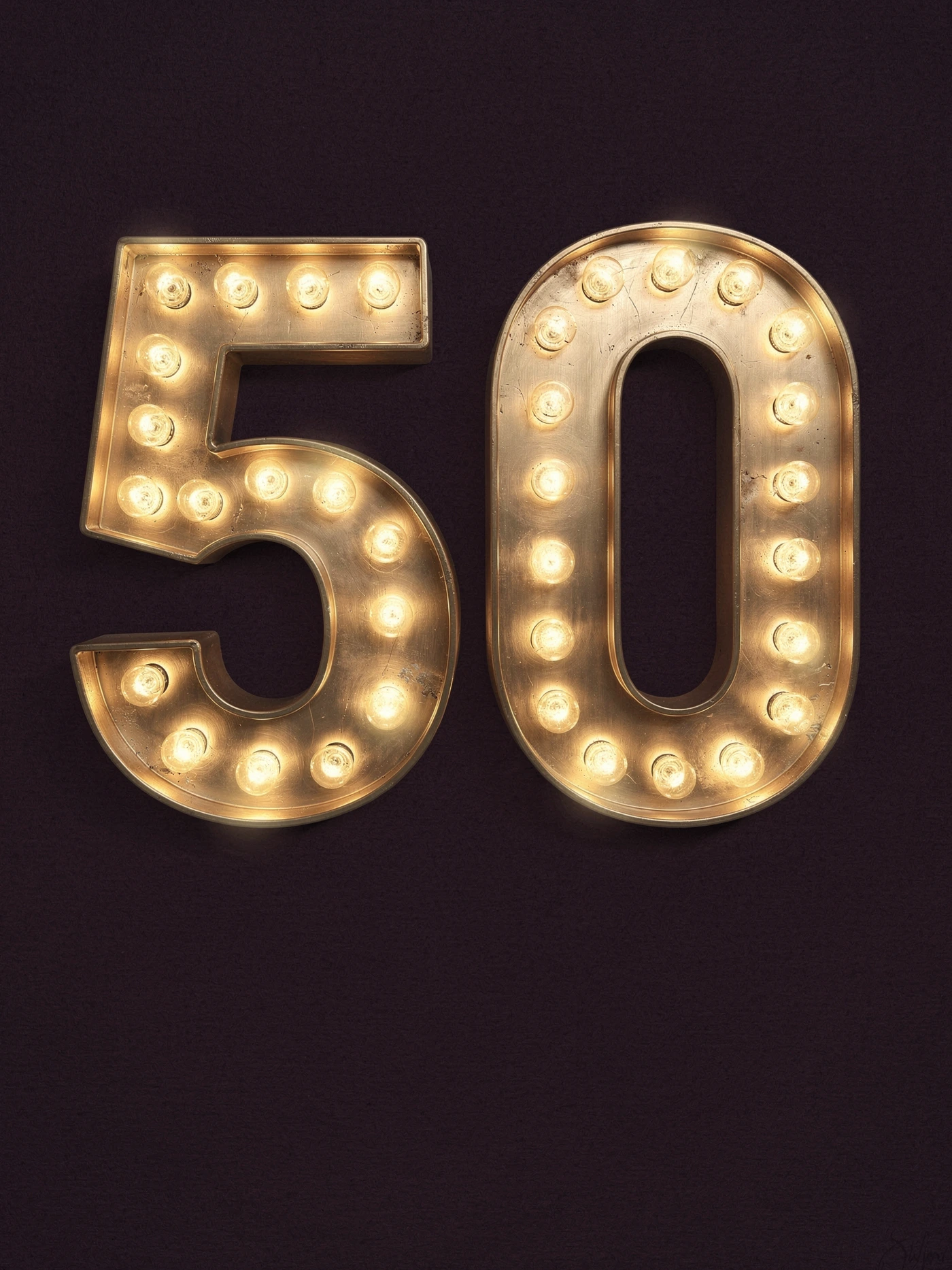 50th — Marquee Burgundy — a free red birthday invitation template on InviteDrop