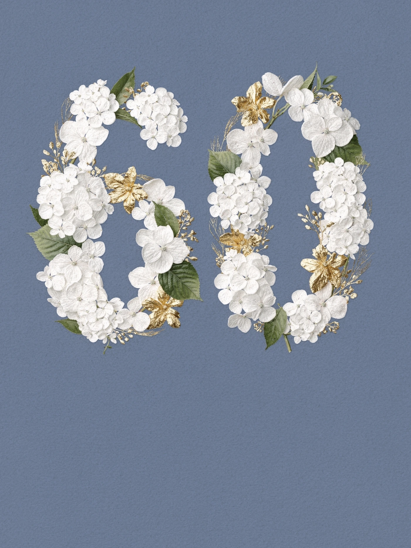 60th — Hydrangea Blue — a free blue birthday invitation template on InviteDrop