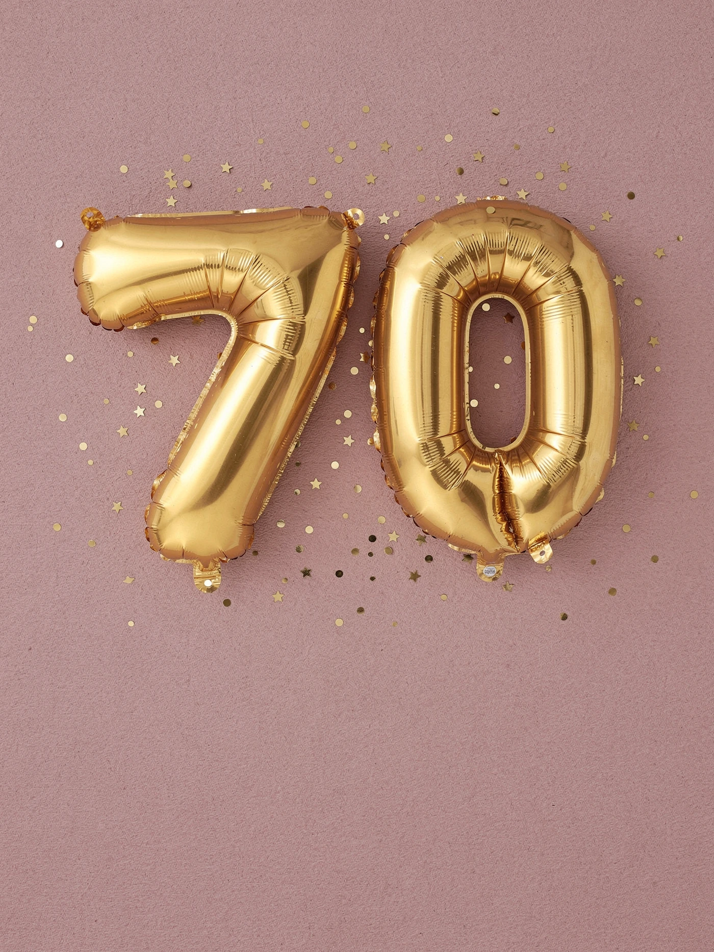 70th — Gold Balloon Rose — a free red birthday invitation template on InviteDrop