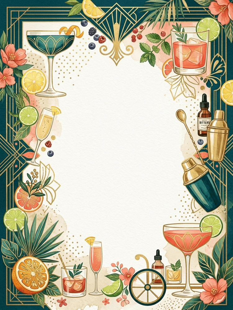 Cocktail Hour — a free gold birthday invitation template on InviteDrop