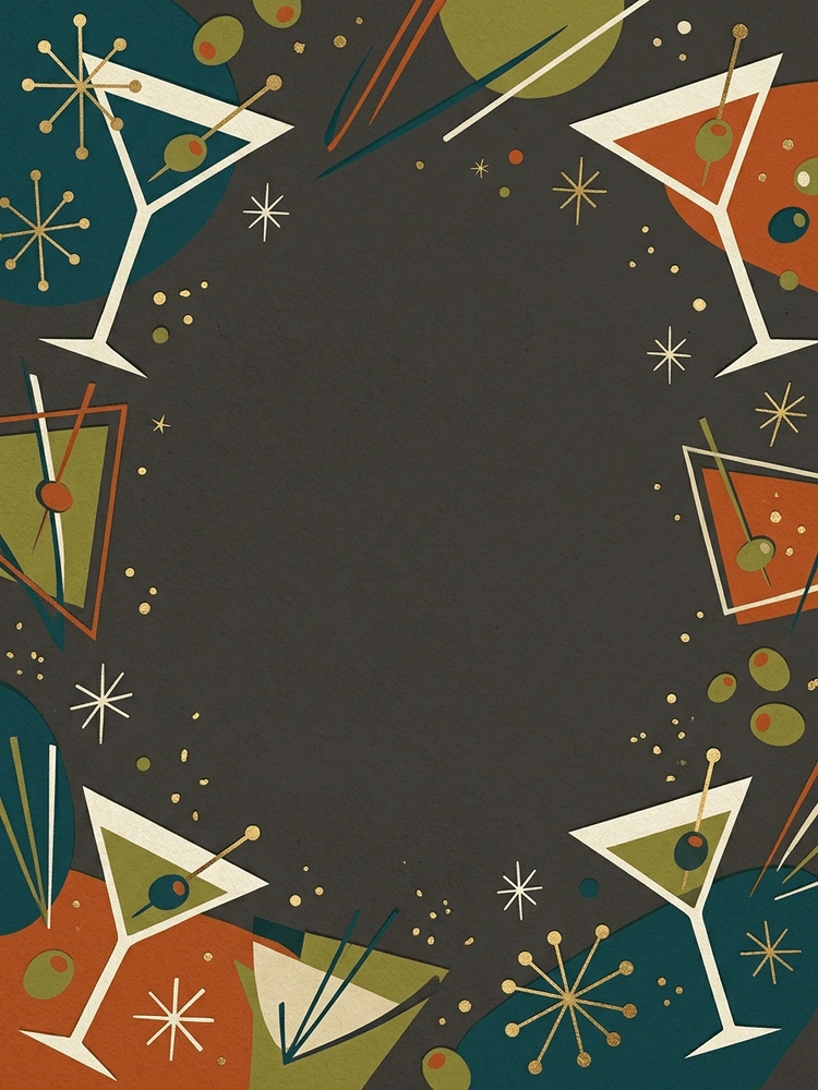 Mid-Century Cocktail — a free gold birthday invitation template on InviteDrop