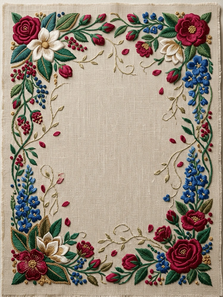 Embroidered Garden Party — a free classic birthday invitation template on InviteDrop