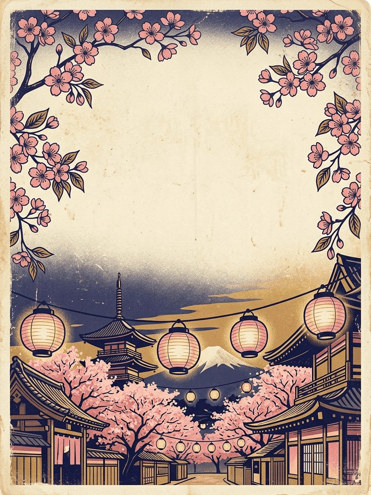 Vintage Tokyo Poster — a free gold birthday invitation template on InviteDrop