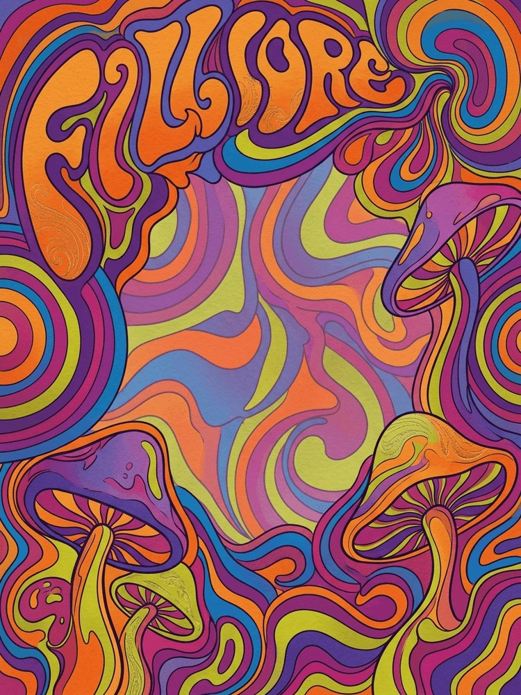 Psychedelic Grooves — a free gold birthday invitation template on InviteDrop