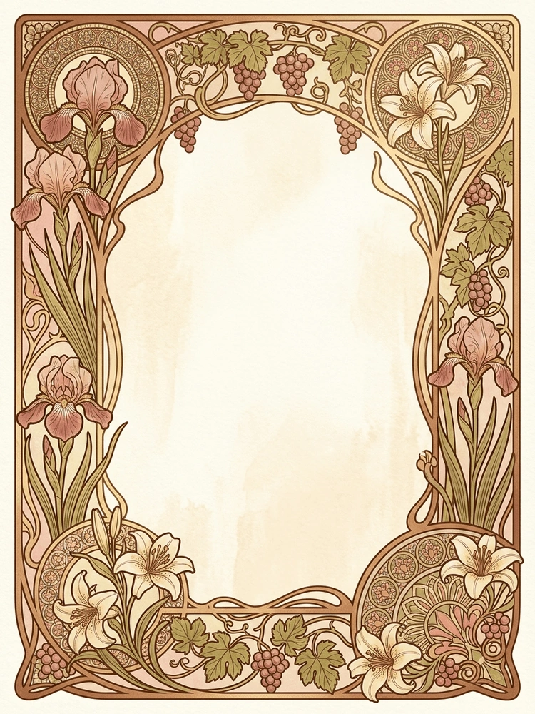 Mucha Celebration — a free gold birthday invitation template on InviteDrop