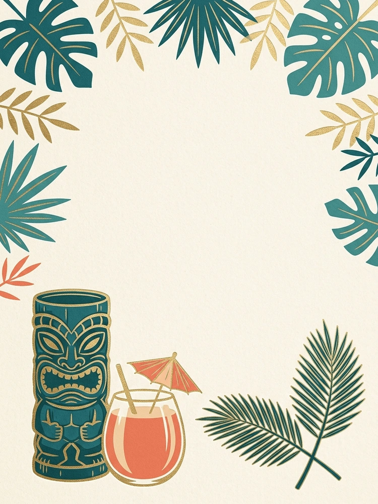 Tiki Time — a free pink birthday invitation template on InviteDrop