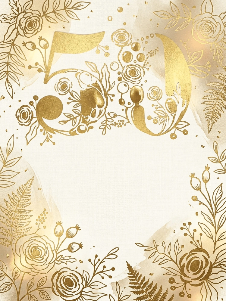 Gold Celebration — a free gold anniversary invitation template on InviteDrop