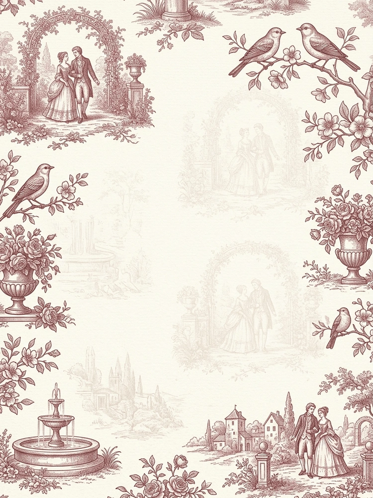 Romantic Toile — a free classic anniversary invitation template on InviteDrop