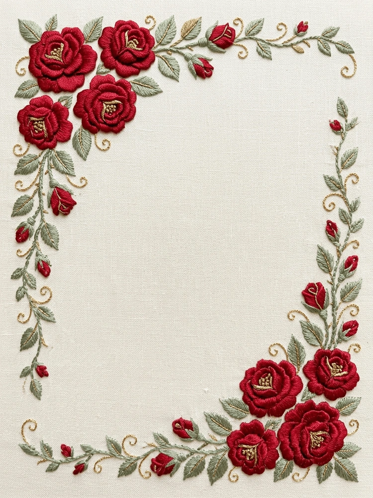 Embroidered Anniversary Roses — a free classic anniversary invitation template on InviteDrop