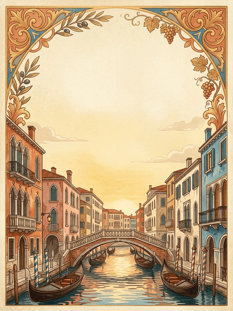 Vintage Venice — a free gold anniversary invitation template on InviteDrop