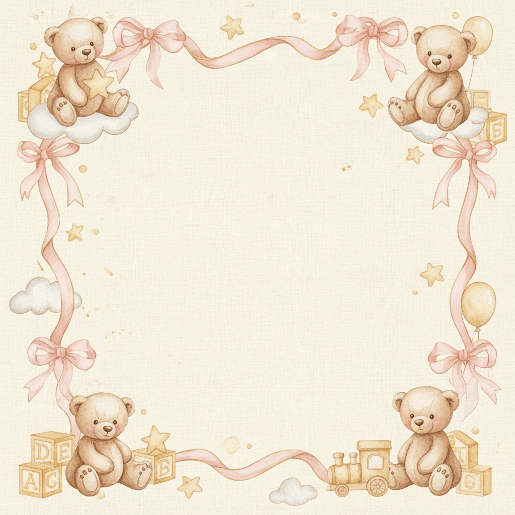Teddy Bear Cream — a free classic baby shower invitation template on InviteDrop