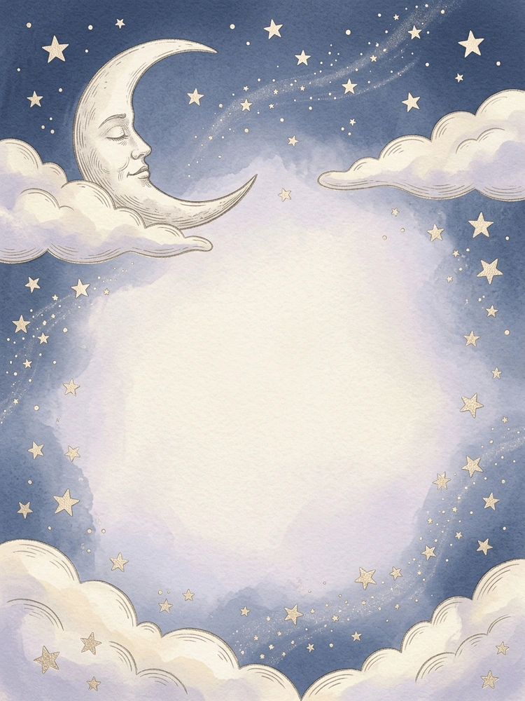 Sleepy Moon — a free whimsical baby shower invitation template on InviteDrop