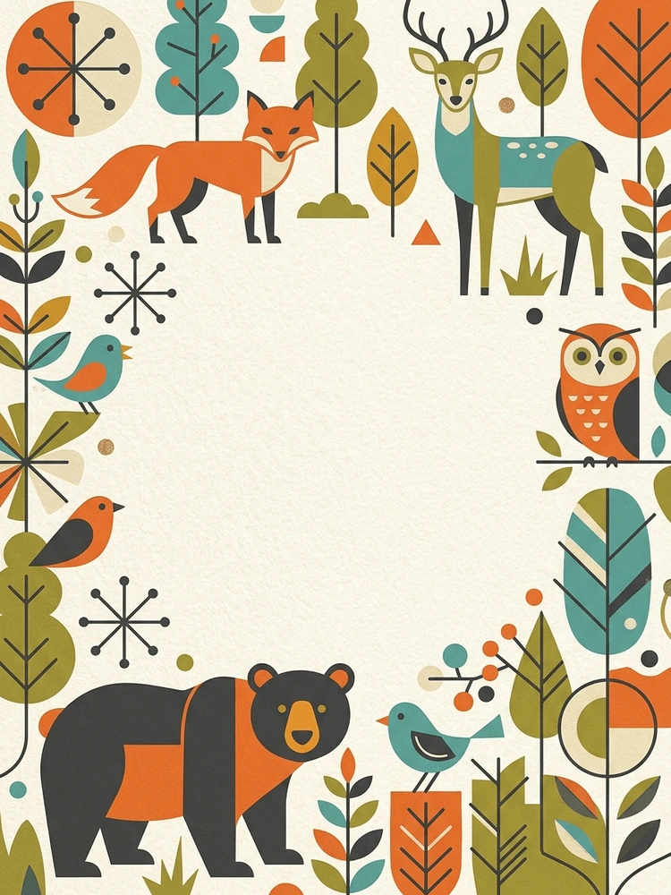 Mid-Century Animals — a free modern baby shower invitation template on InviteDrop