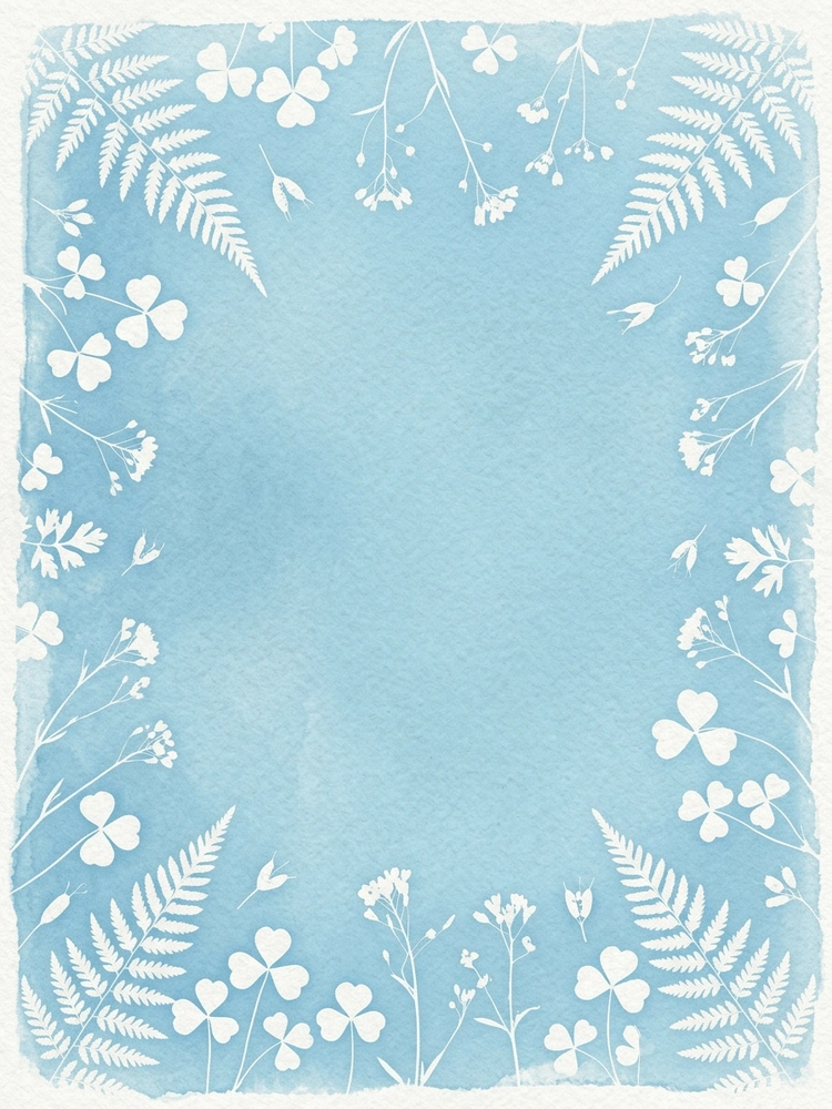 Cyanotype Tiny Botanicals — a free green baby shower invitation template on InviteDrop