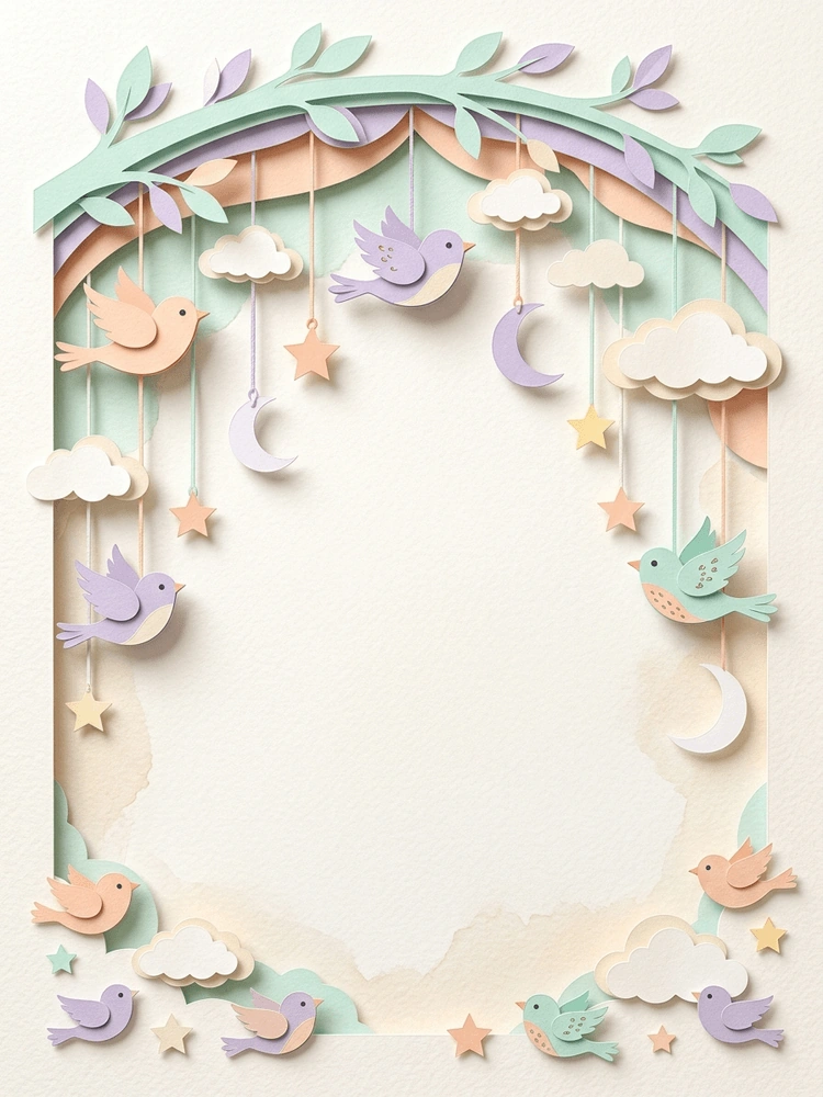 Paper Cut Mobile — a free classic baby shower invitation template on InviteDrop