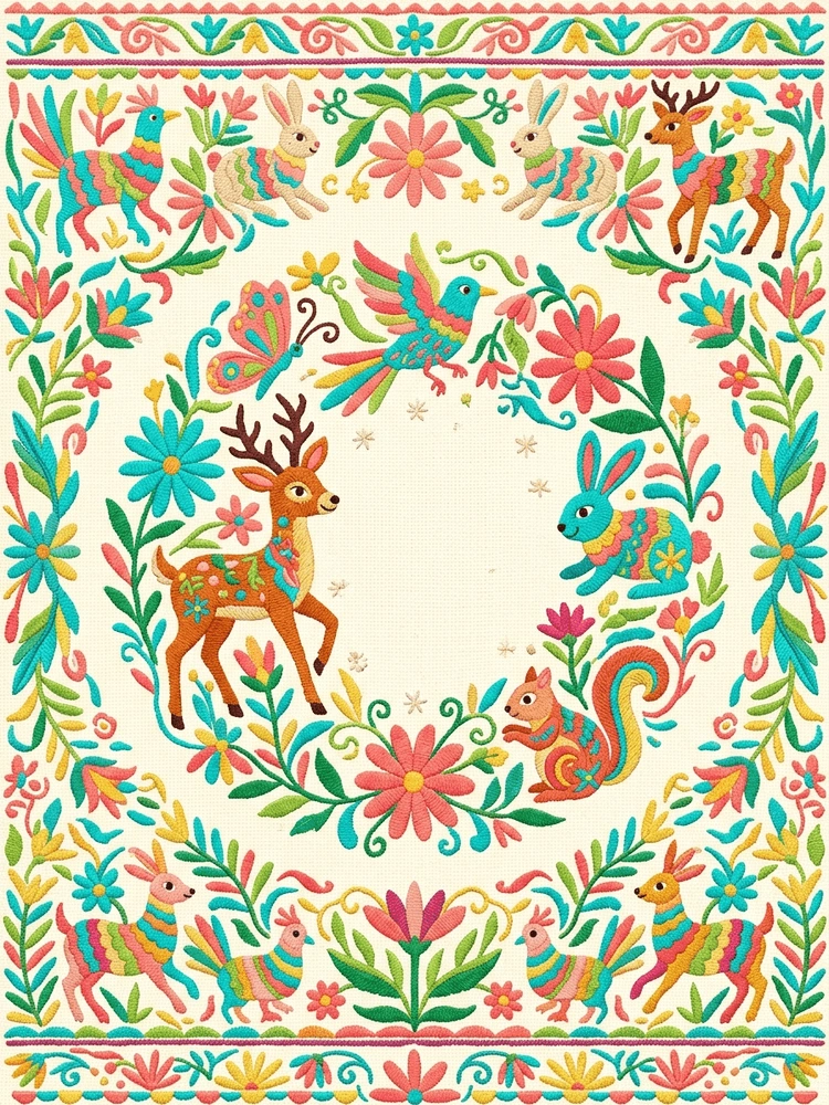 Otomi Baby Animals — a free classic baby shower invitation template on InviteDrop