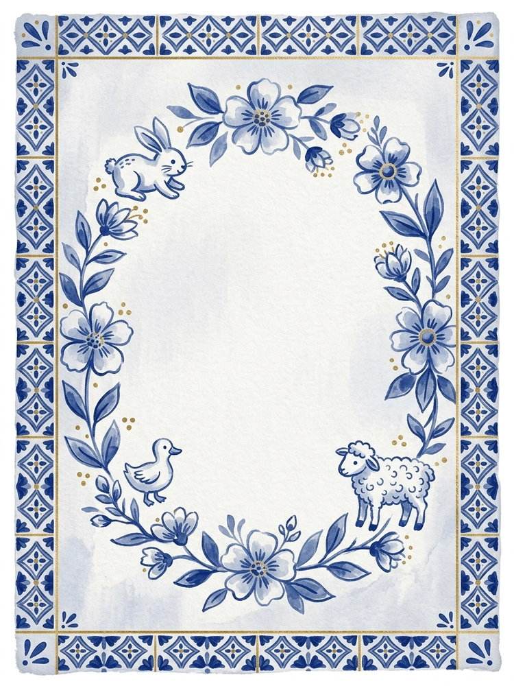Delft Nursery — a free classic baby shower invitation template on InviteDrop