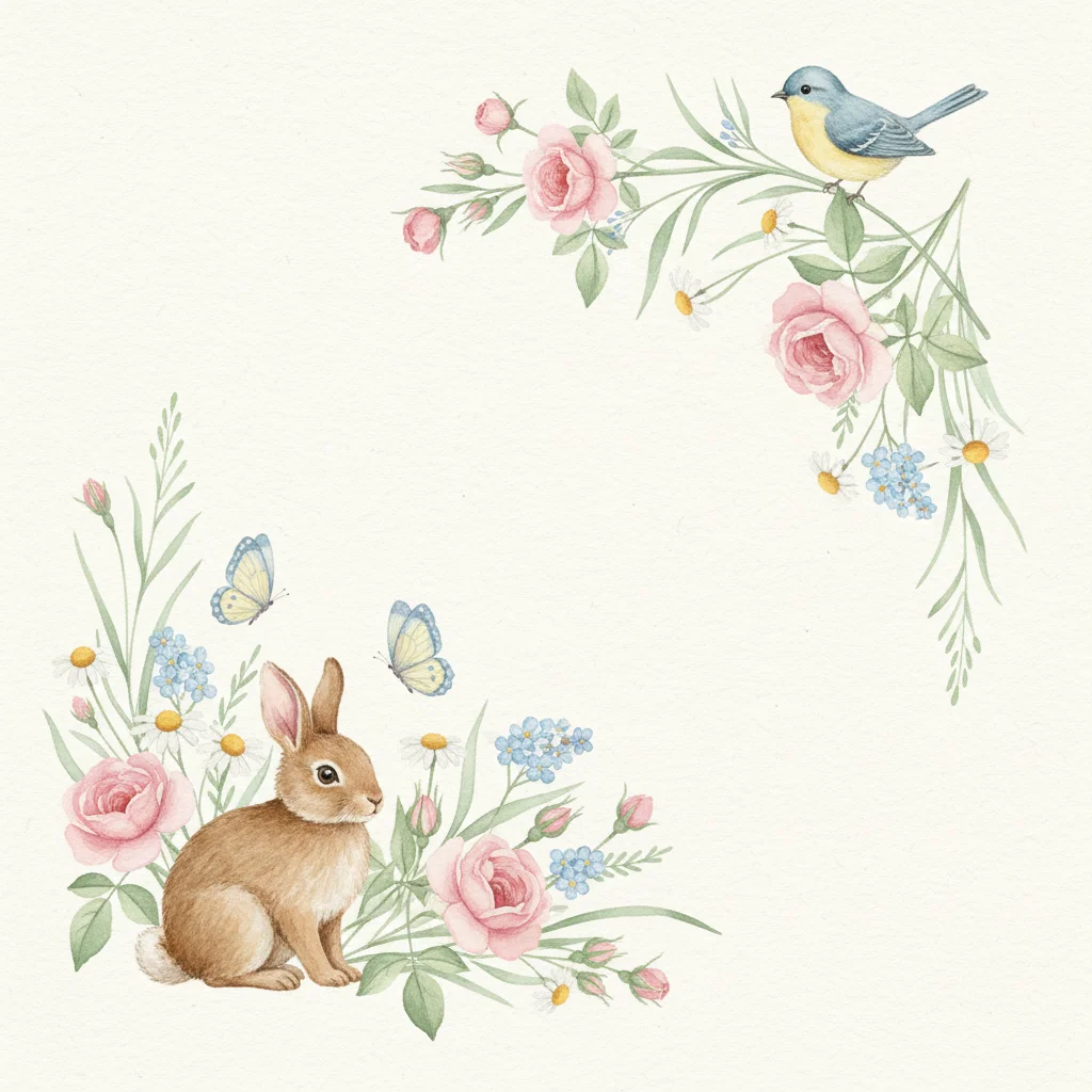 Garden Animals announcement invitation template