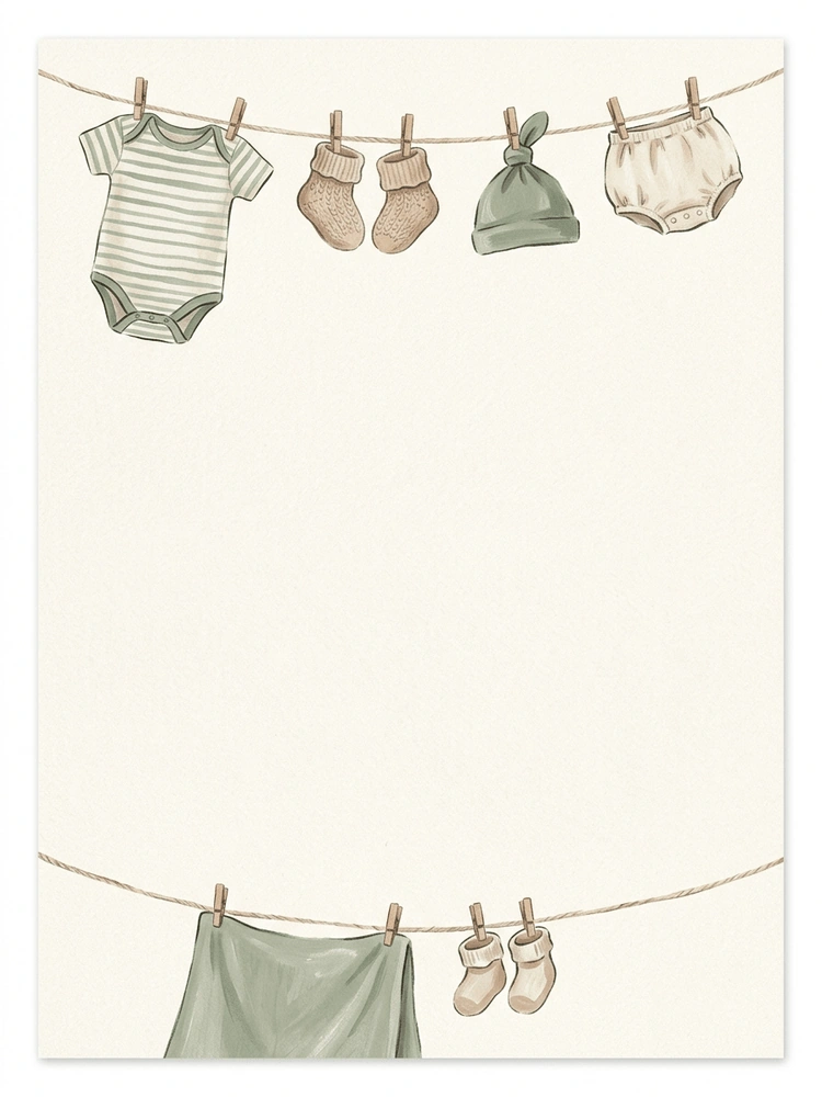 Tiny Clothesline — a free classic baby shower invitation template on InviteDrop