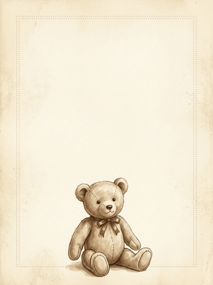 Storybook Teddy — a free vintage baby shower invitation template on InviteDrop
