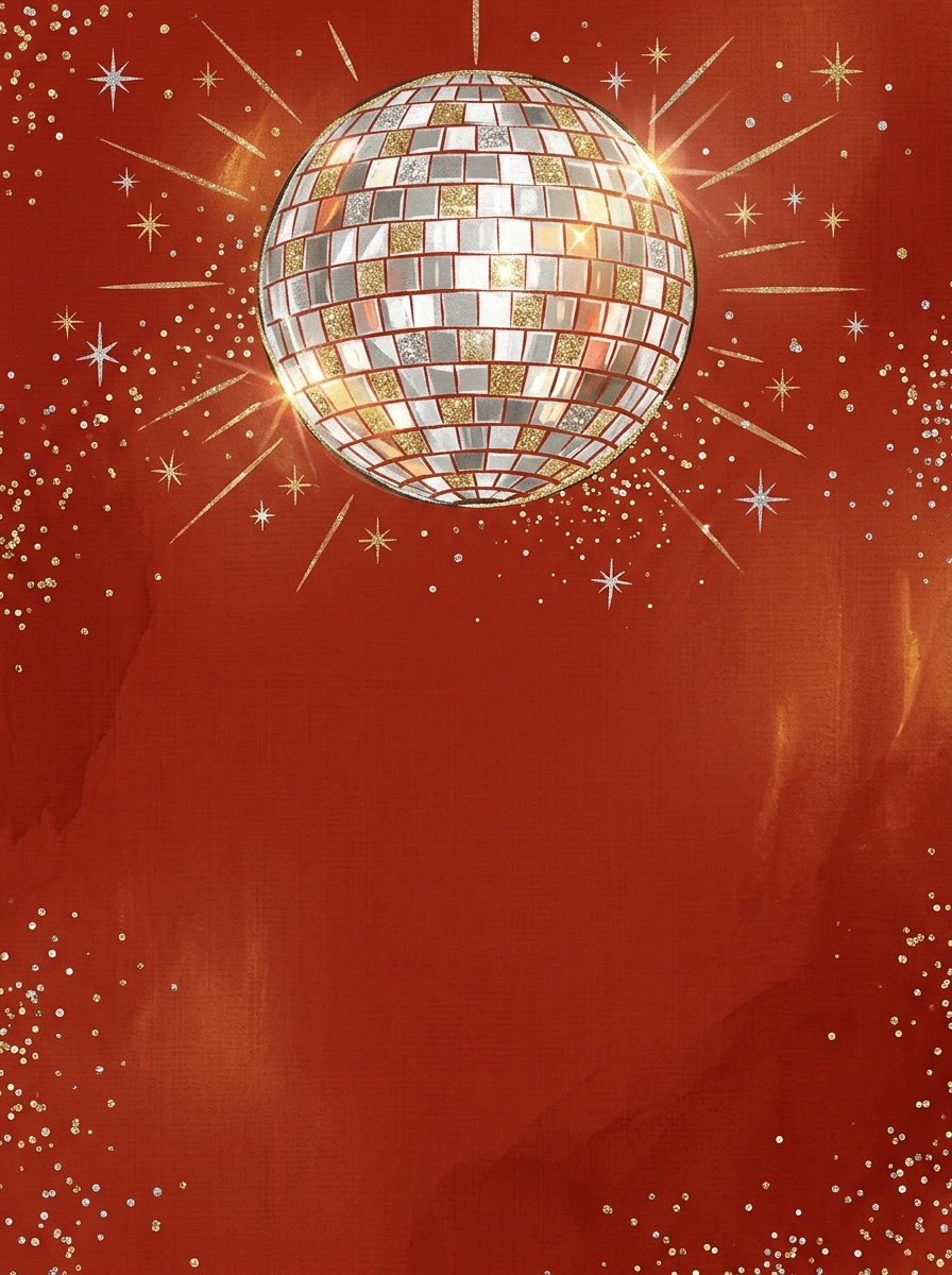 Disco Ball Red bachelorette invitation template