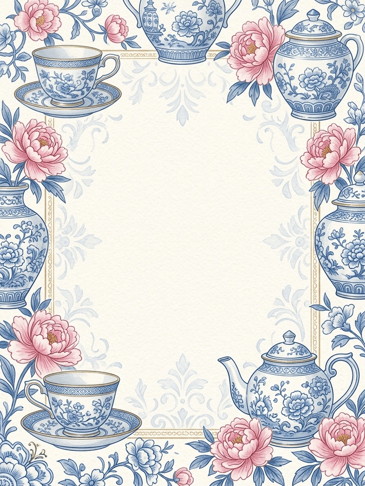 Chinoiserie Tea — a free pink bridal shower invitation template on InviteDrop