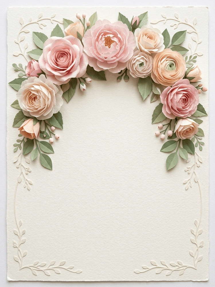 Paper Flower Wreath — a free green bridal shower invitation template on InviteDrop