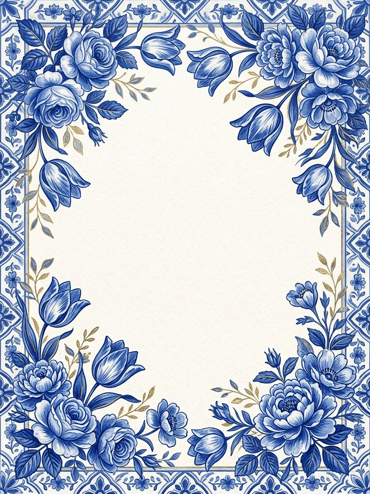 Delft Bridal Florals — a free pink bridal shower invitation template on InviteDrop