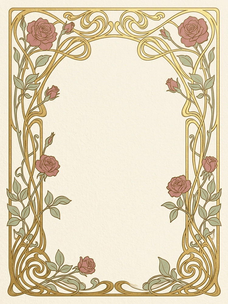 Art Nouveau Rose — a free classic engagement invitation template on InviteDrop