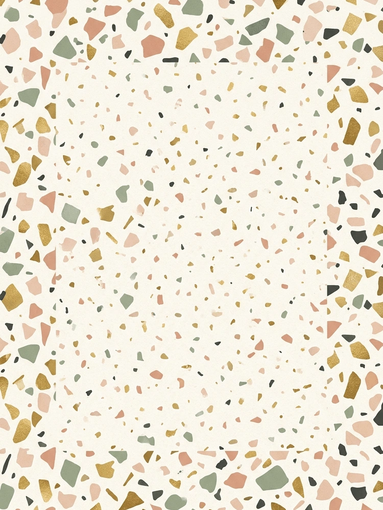 Terrazzo Joy — a free neutral engagement invitation template on InviteDrop