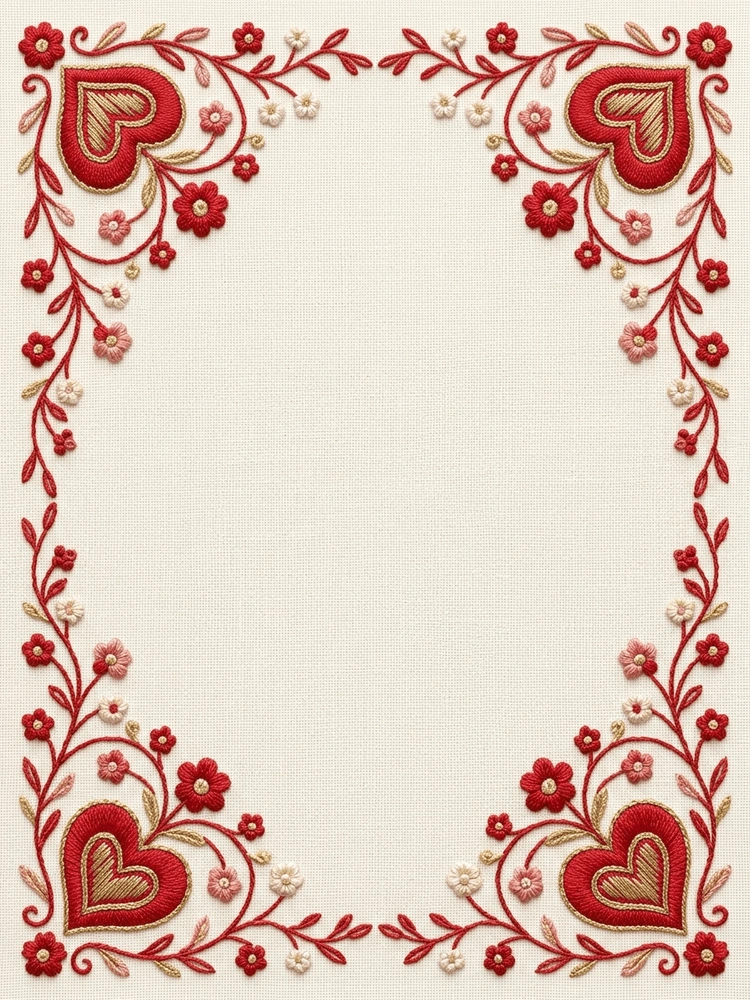 Embroidered Hearts — a free classic engagement invitation template on InviteDrop