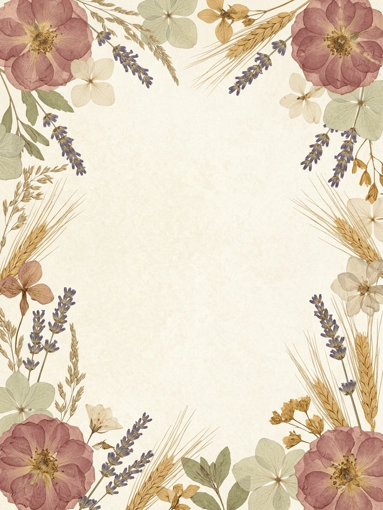 Dried Flower Frame — a free gold engagement invitation template on InviteDrop