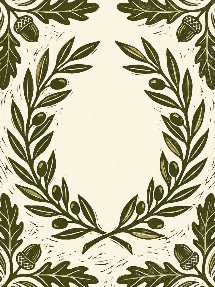 Linocut Laurel — a free gold graduation invitation template on InviteDrop