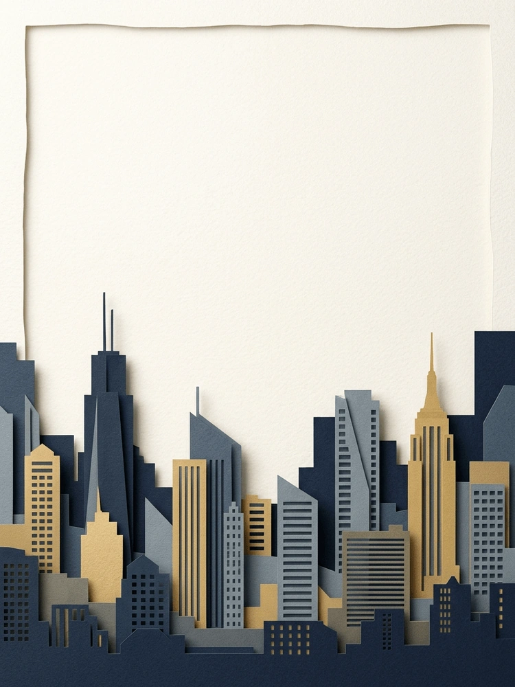 Paper Cut Skyline — a free neutral graduation invitation template on InviteDrop
