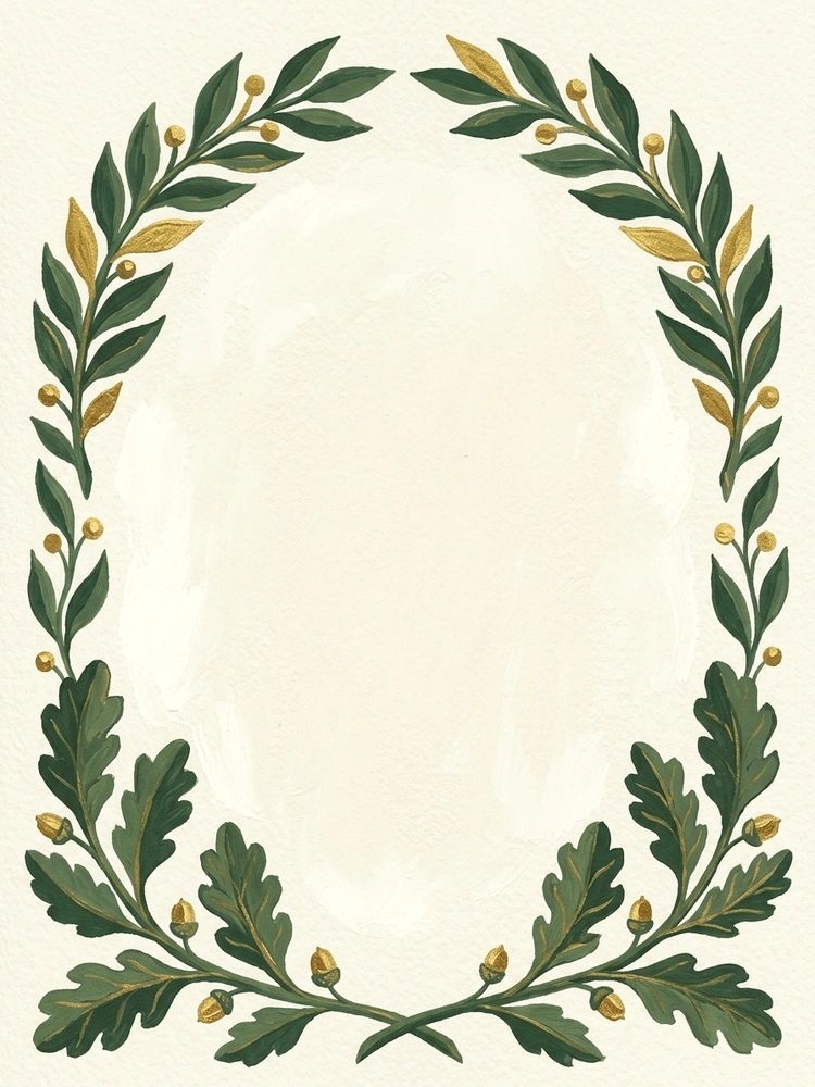 Gouache Laurel — a free classic graduation invitation template on InviteDrop