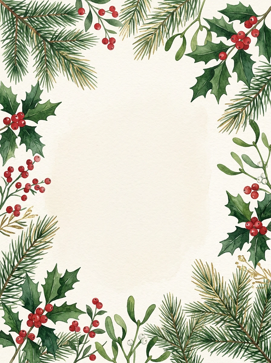 Christmas Botanical christmas invitation template