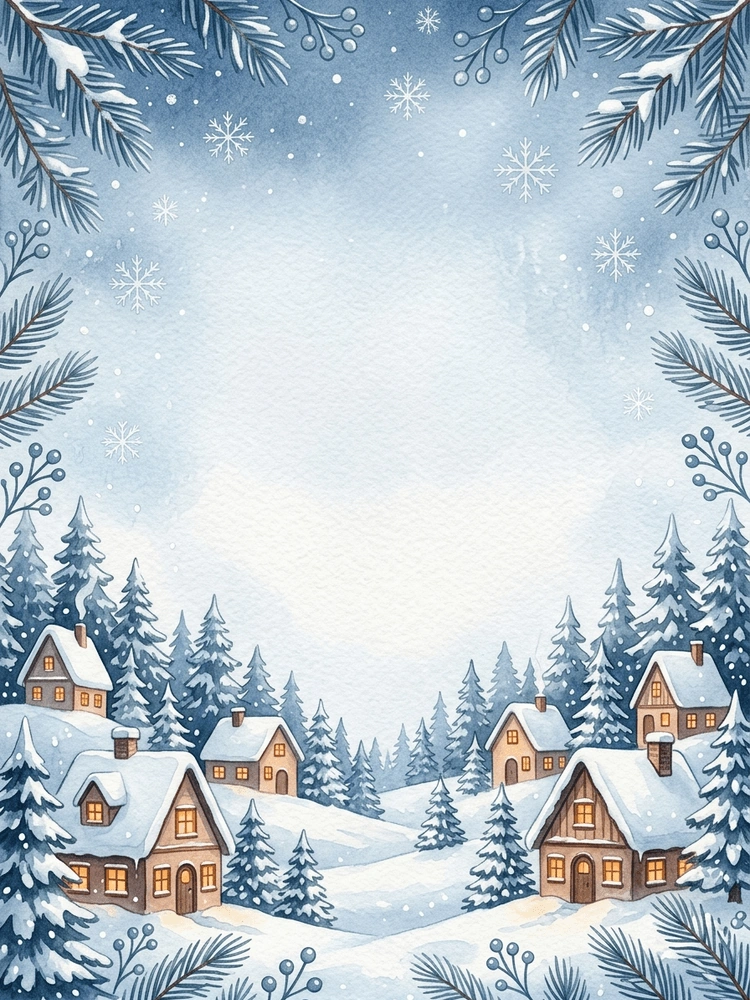 Winter Village christmas invitation template