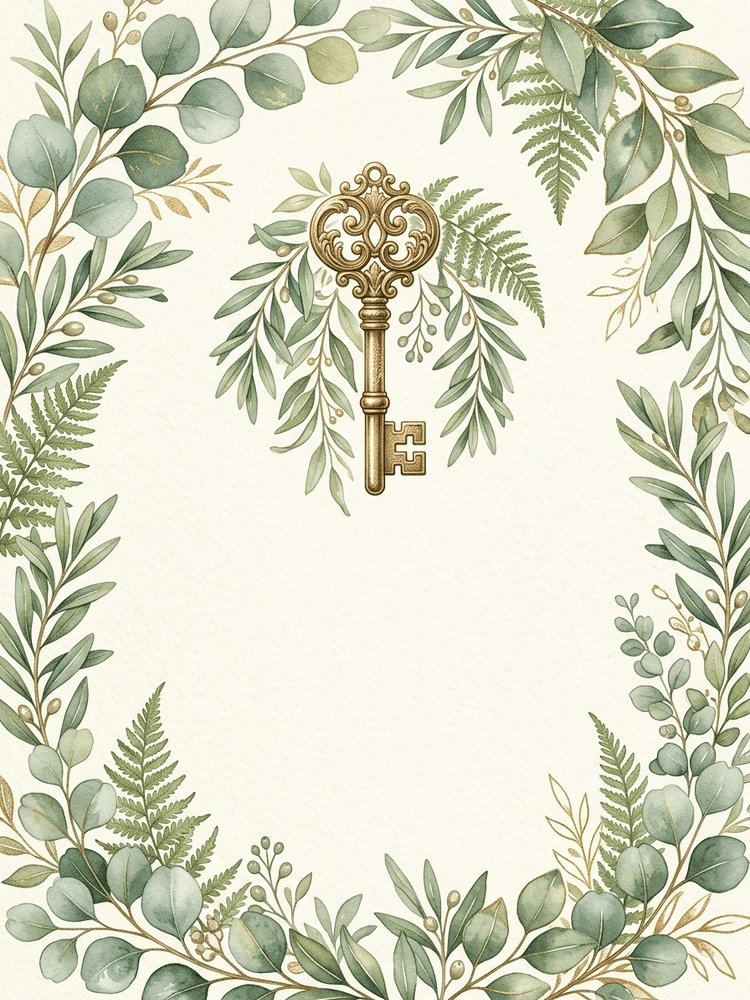 Key & Botanical housewarming invitation template