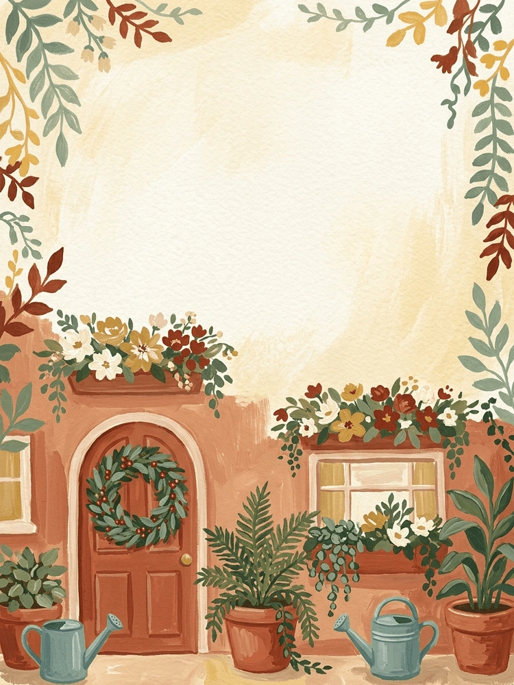 Gouache Cozy Home — a free classic housewarming invitation template on InviteDrop