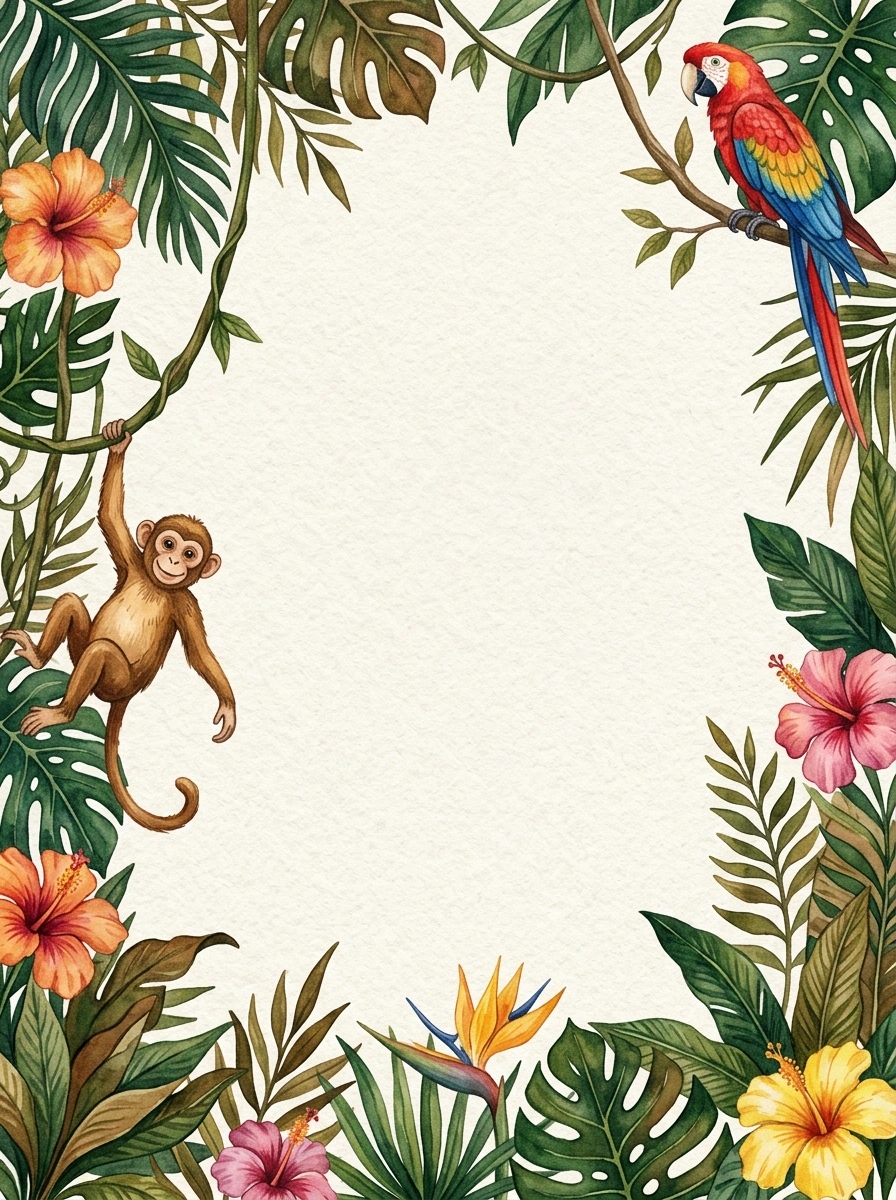 Jungle Explorer — a free pink birthday invitation template on InviteDrop